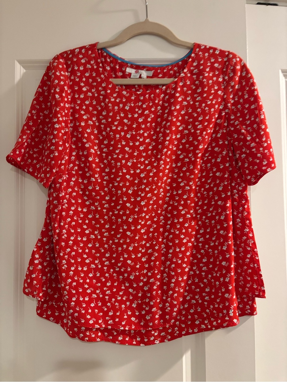 Boden Red Short-Sleeve Floral Blouse